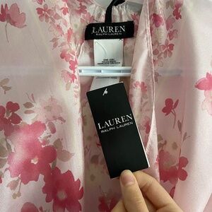 100% SILK LAUREN RALPH LAUREN WRAP PINK SCARF SWIM COVER FLORAL FEMININE TRAVEL